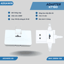 Phích cắm chia 3 ổ không gian hẹp C029 – ABS chống cháy – 2500W 2
