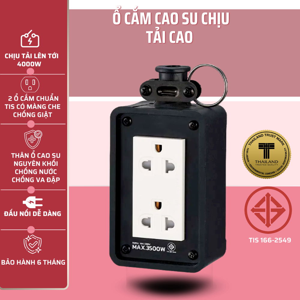Ổ CẮM ĐIỆN CHỊU TẢI CAO 2 Ổ – ADSAWIN TR SERIES – MADE IN THAILAND